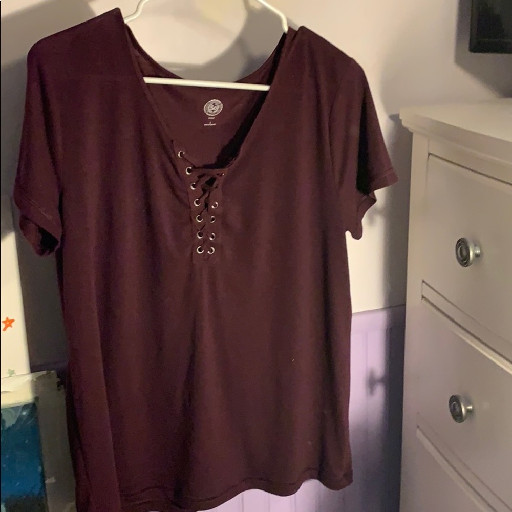 soft lace up purple top
